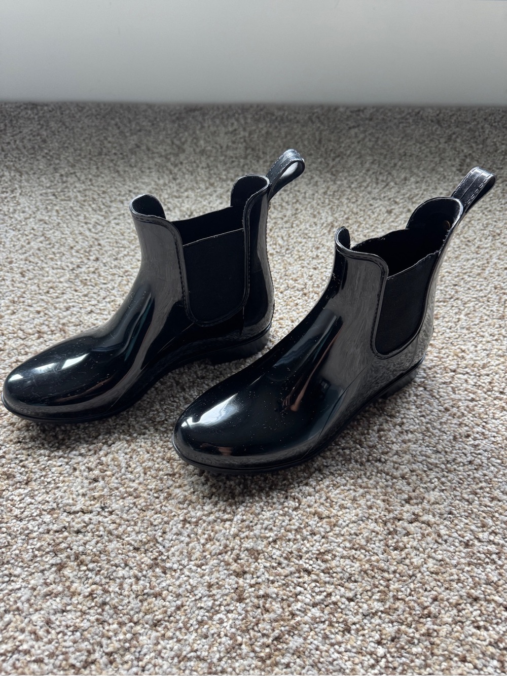 Sam Edelman Glossy Black Chelsea Rain Ankle Boots